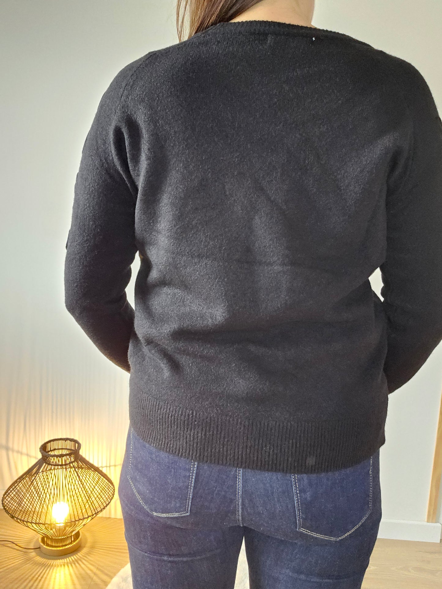 Pull maille à broderie fleurs