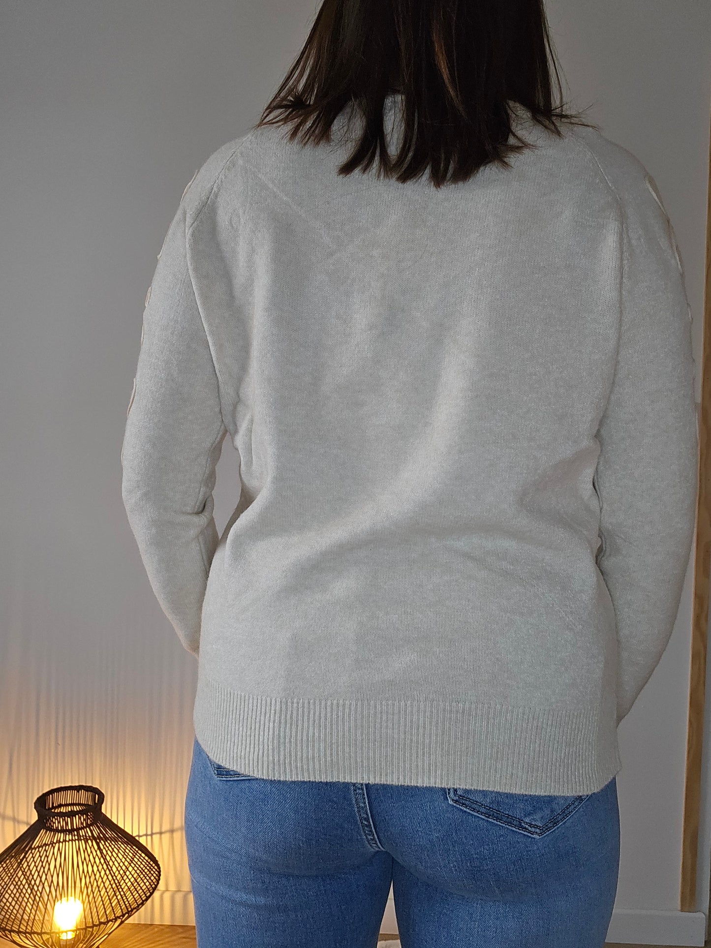 Pull maille à broderie fleurs