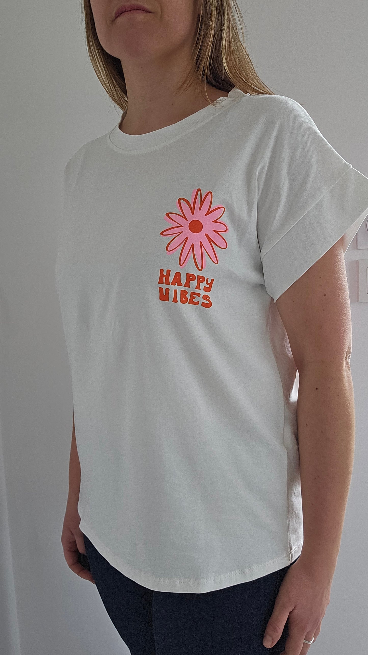 T shirt imprimé HAPPY VIBES