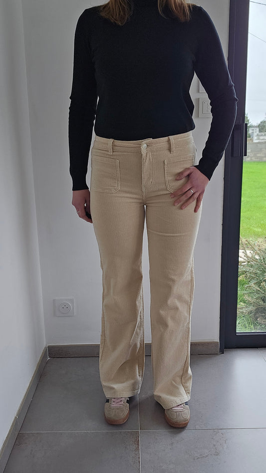 Pantalon velours beige