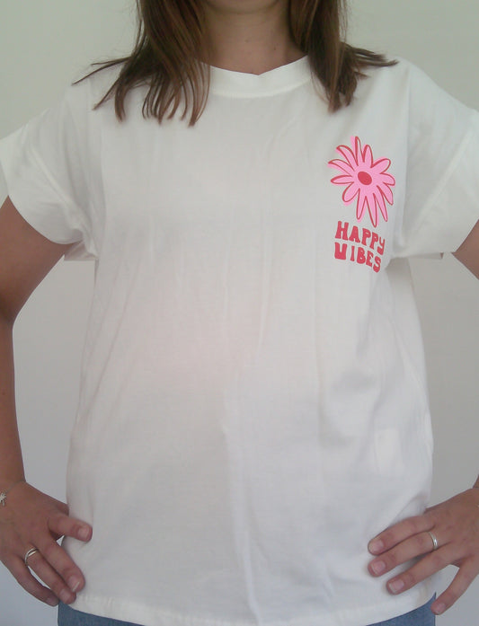 T shirt imprimé HAPPY VIBES